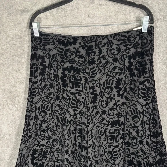 Jones New York A-Line Midi Skirt Size 10 Black Velvet Burnout Damask Gothic Y2K - Picture 5 of 12
